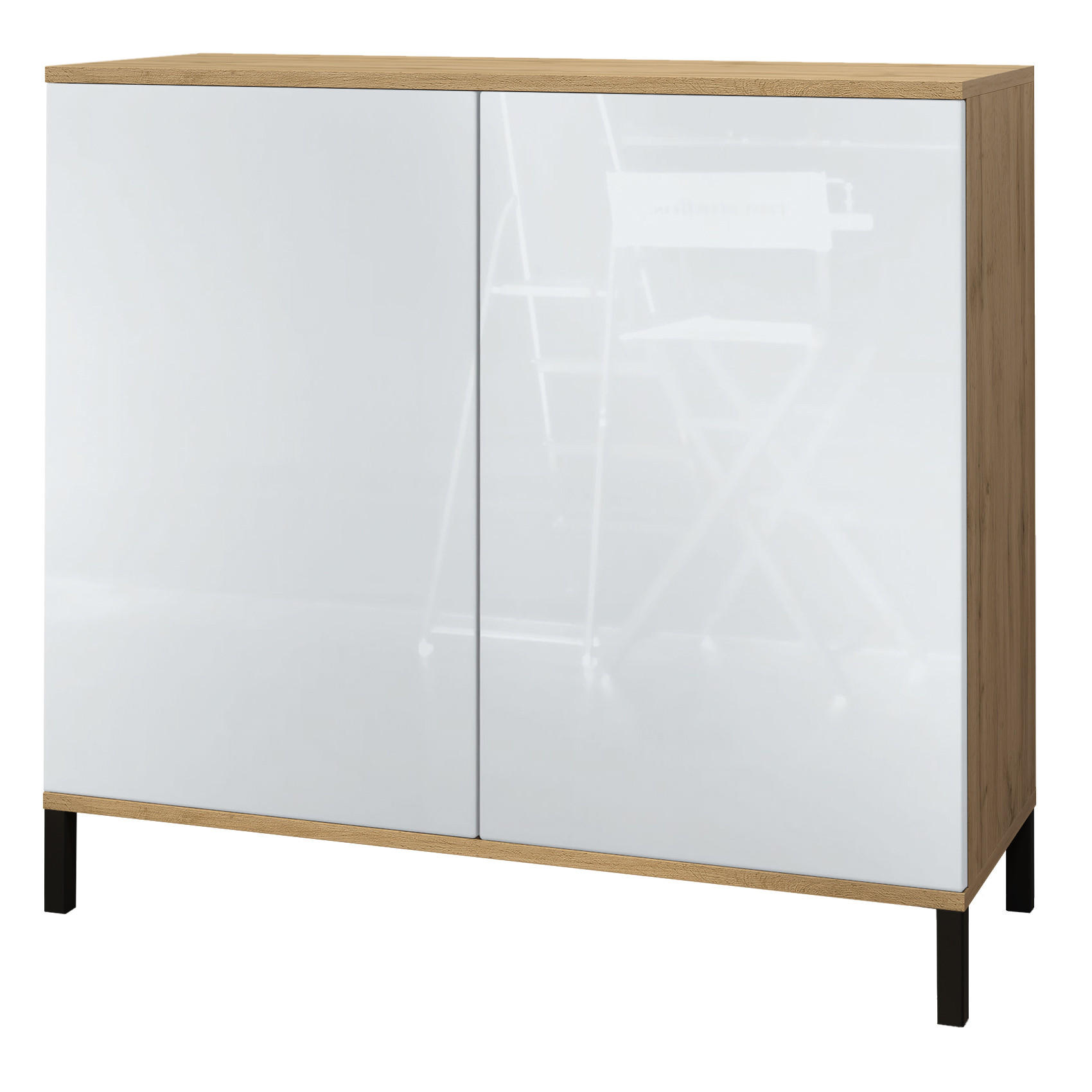 Vladon Kommode Weiß Hochglanz 92.5x83.5x35 cm