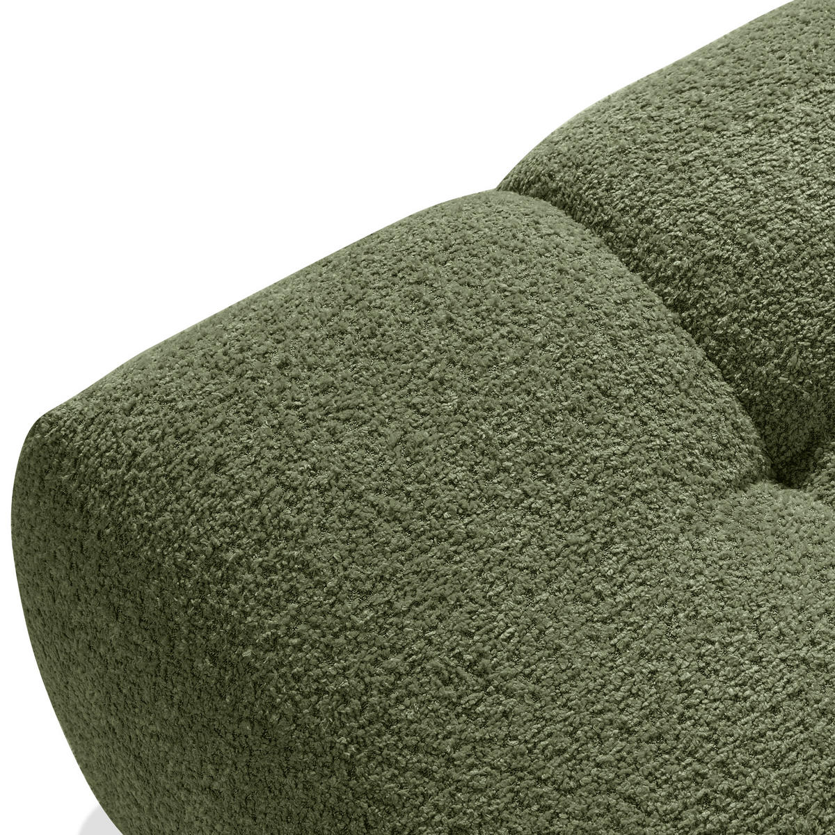 POUF RAVIA, Bouclé, Olivgrün - Olivgrün, Holz/Textil (96/45/50cm) - KONSIMO®