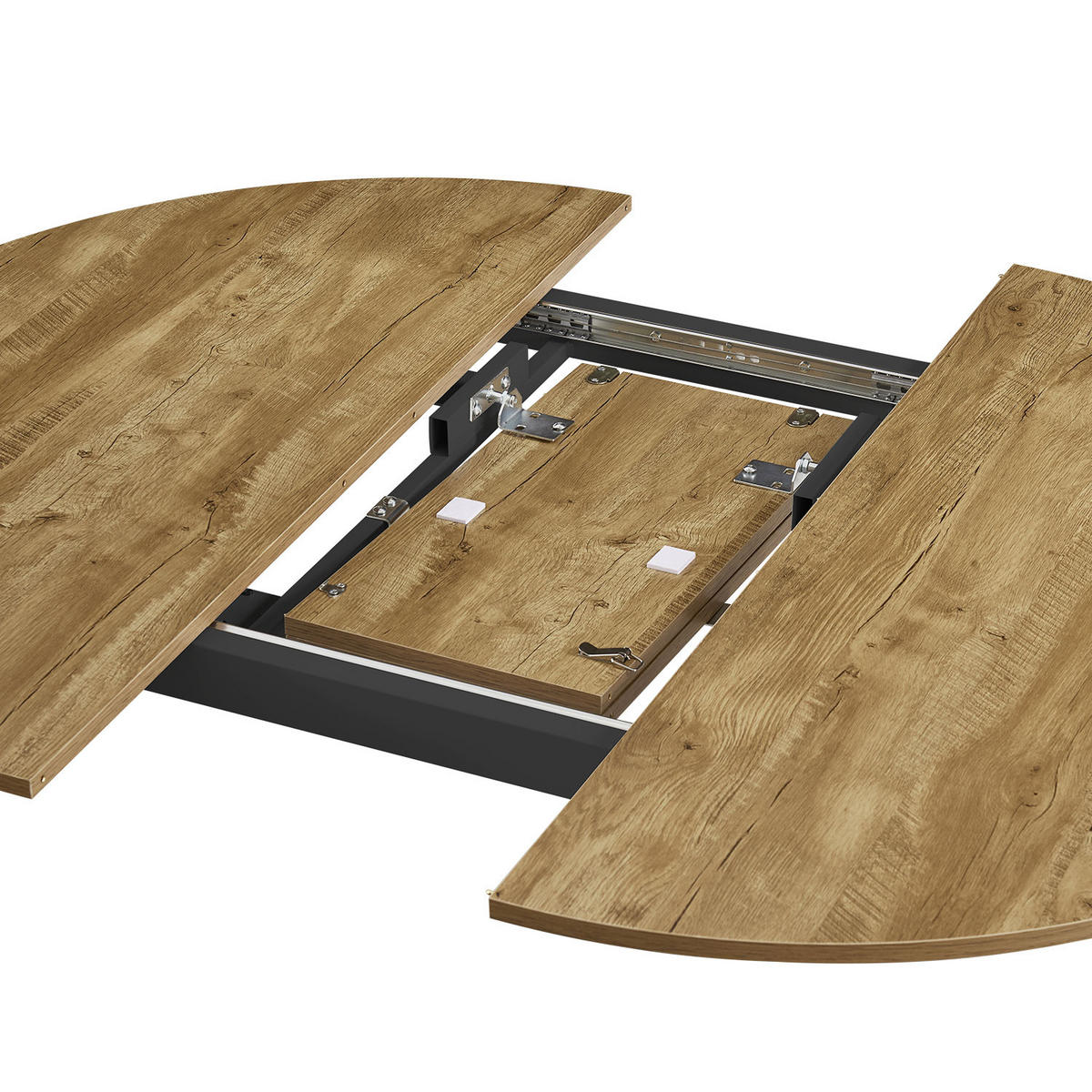 ESSTISCH TILL 120-150/120/76 cm Rund Wildeiche - Wildeiche/Schwarz, Holzwerkstoff (120/120/76cm) - B&D Home