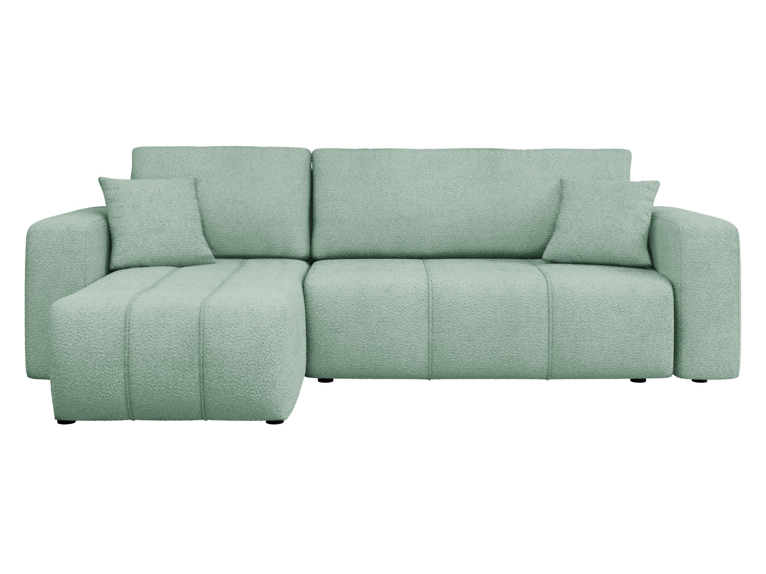 ECKSOFA Furyn Boucle - Schwarz/Mintgrün, Holzwerkstoff/Kunststoff (244/145cm) - MIRJAN24
