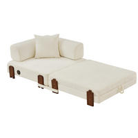 SCHLAFSESSEL aus Stoff Beige mit USB-, Type-C-Anschluss, Stauraum, Seitenfächern und Kissen - Beige, Textil (84/48/170.5cm) - Modfu