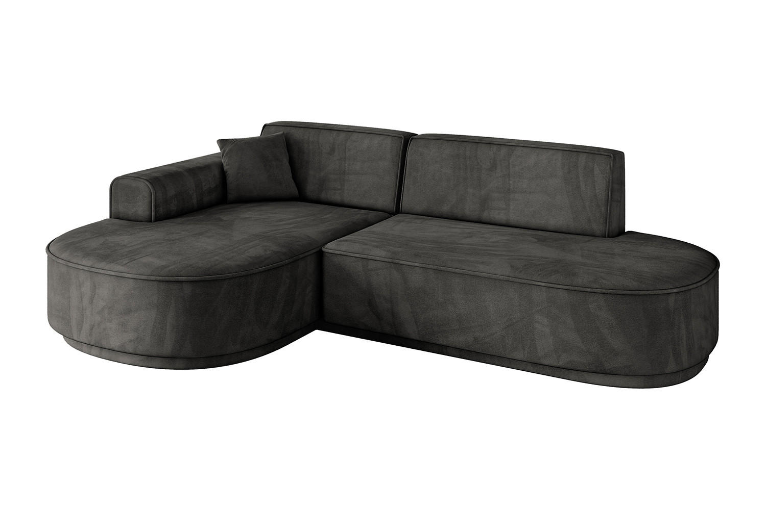 ECKSOFA Ottomane Links MARI-L1-v3 - 232x163x81 cm Dunkelgrau Velours - Dunkelgrau/Schwarz, Holzwerkstoff/Kunststoff (232/163cm) - ALTDECOR