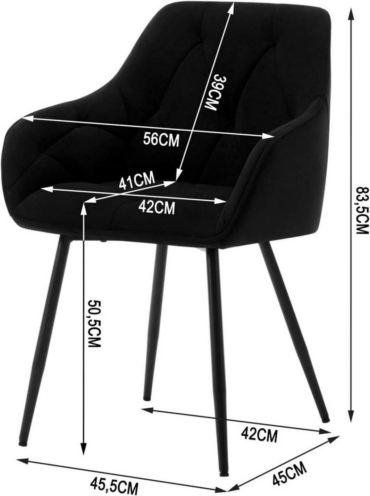 ESSZIMMERSTUHL ergonomisch, aus Samt, Schwarz - Schwarz, Kunststoff/Textil (56/83.5/53cm) - Woltu