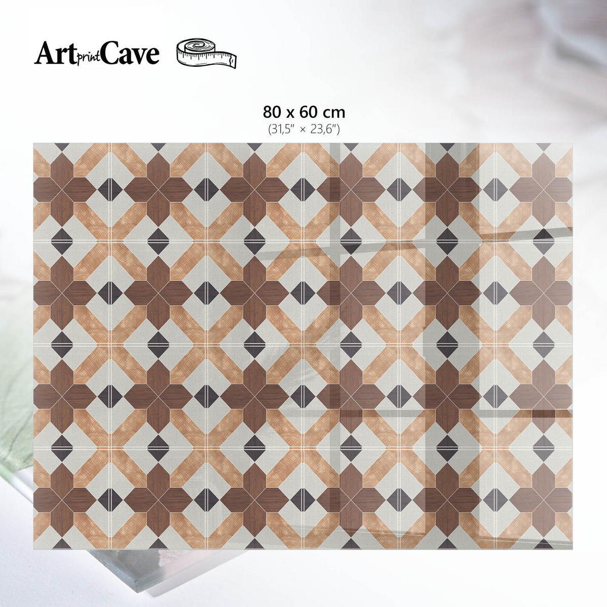 GLASPLATTE 80x60 cm – Geometrisches Muster - Braun, Glas (0.4/80/60cm) - ArtPrintCave