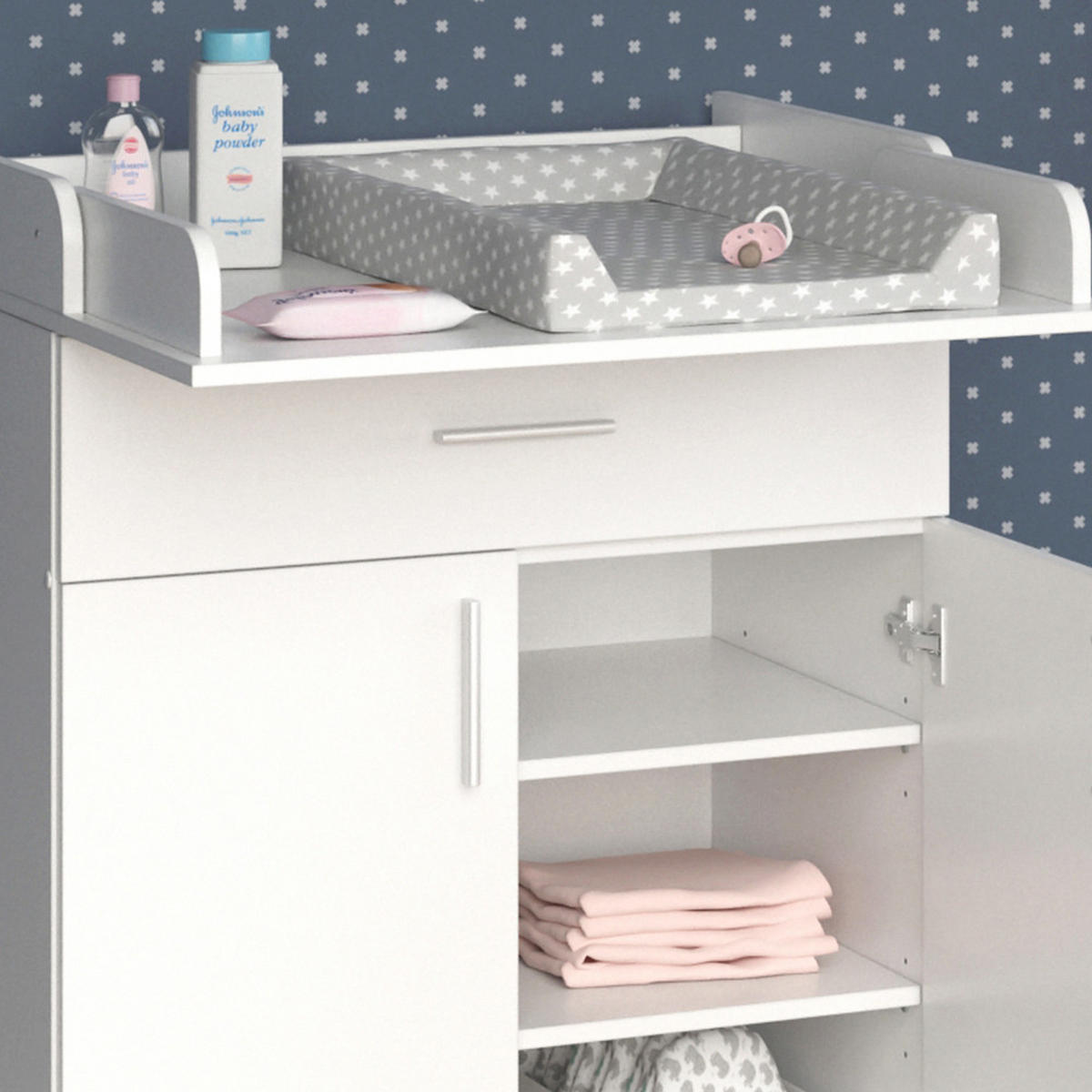 PREBAĽOVACÍ PULT Lena biely - biela, kompozitné drevo (75/100/50cm) - Vicco