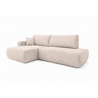 ECKSOFA Mit Schlaffunktion Und Bettkasten, Cordstoff Poso, Beige, Links, OPEN XL - Creme, Holz (262/145cm) - Kaiser Möbel