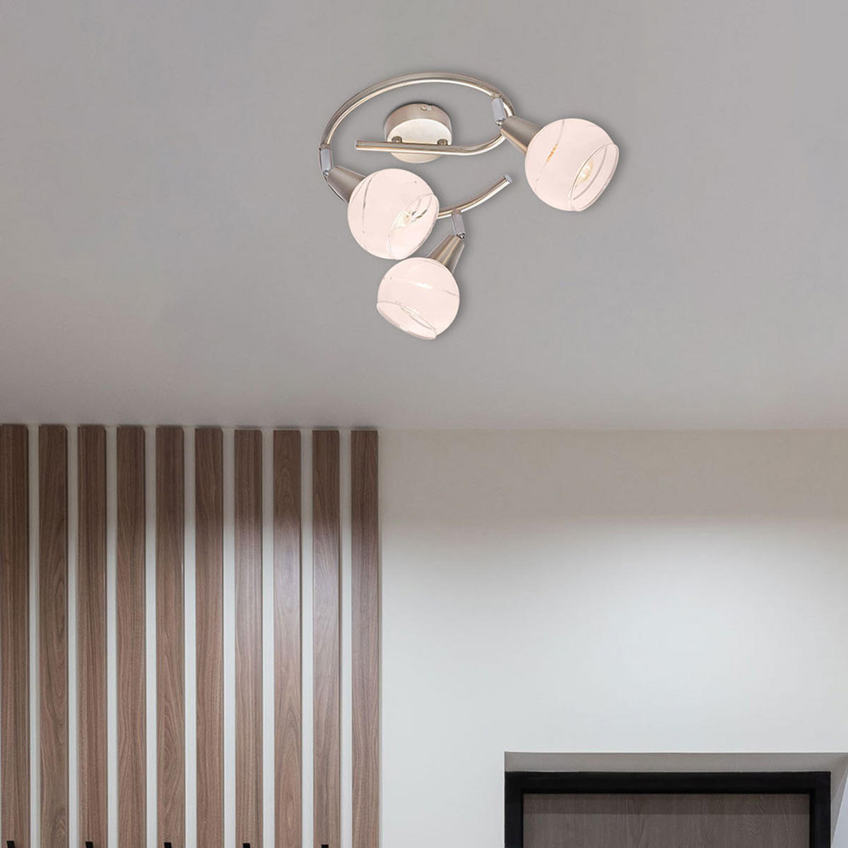 LED DECKENLEUCHTE Metall Chrom Silber - Silberfarben, Glas (25/25/21cm) - Globo Lighting