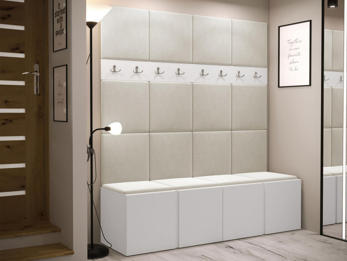 GARDEROBEN-SET Orion V - Beige/Weiß, Holzwerkstoff/Kunststoff (168/186/46cm) - MIRJAN24