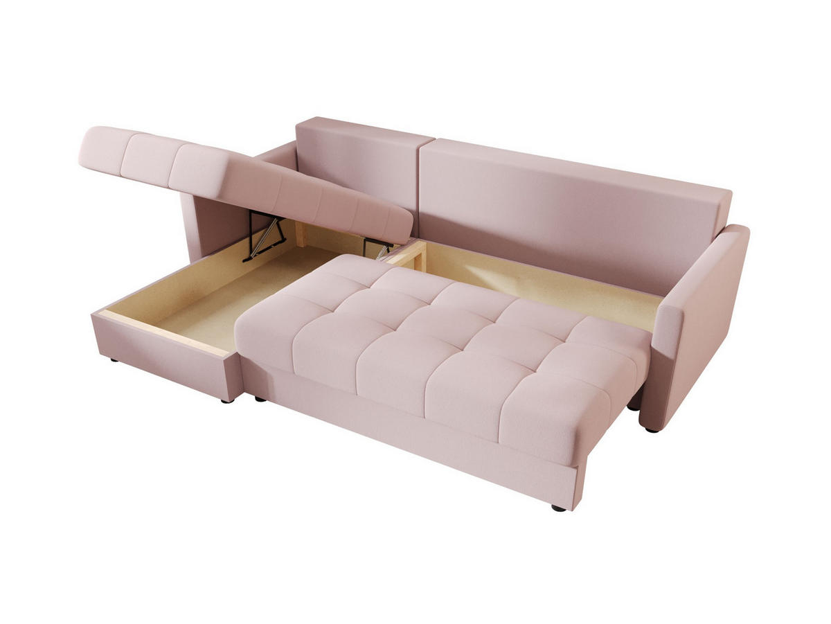 ECKSOFA MOS L BIS Cosmic 14 Links mit Schlaffunktion - Rosa, Textil (220/143cm) - Bedante