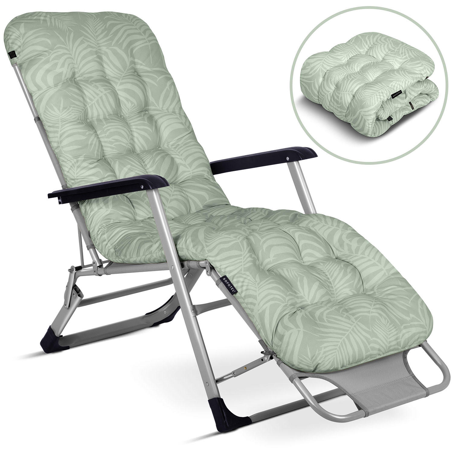 GARTEN-RELAXSESSEL Klappbarer mit Kissen, Hellgrün - Hellgrün, Metall (60/102/110cm)