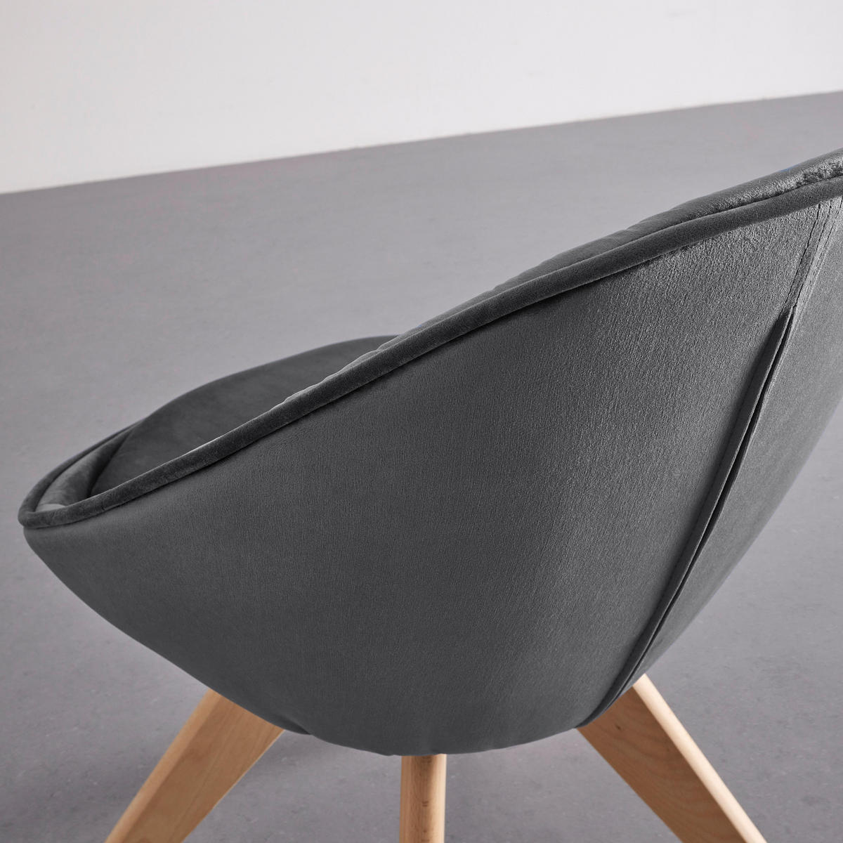 STUHL Daria Grau Samt Drehbar Gepolstert - Dunkelgrau, Holz (57/80.5/59cm) - Bessagi Home