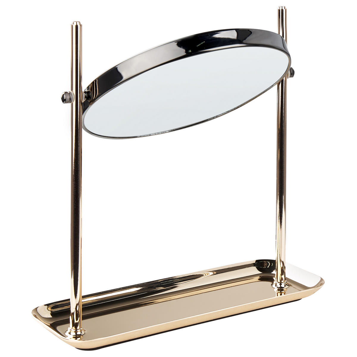 KOSMETIKSPIEGEL 20 cm gold/schwarz Finistere - Goldfarben/Schwarz, Metall (25/30/8cm) - Beliani