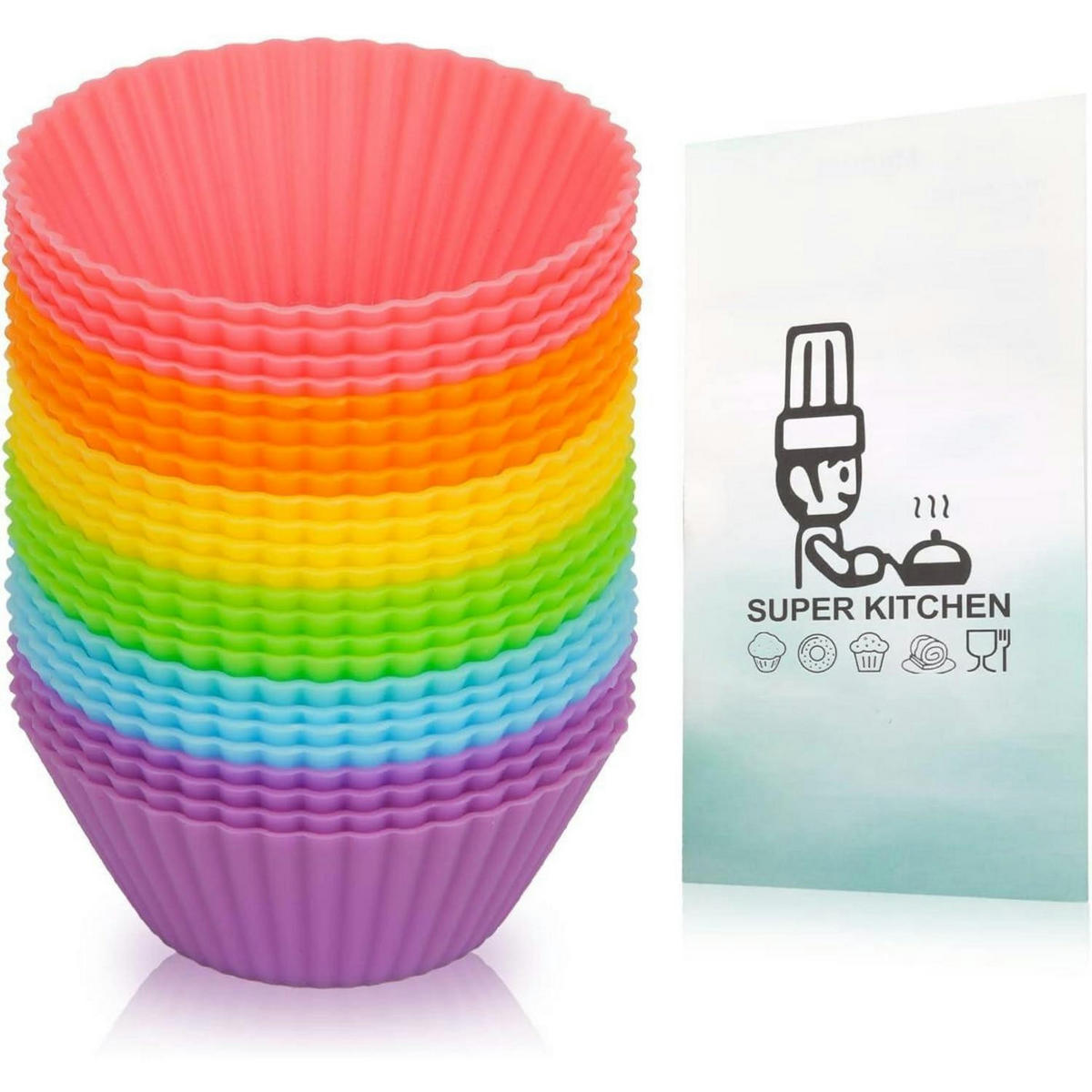 MUFFINFORMEN Silikon 24er Set Regenbogenfarben - Multicolor, Kunststoff (3.1/2.1/5.3cm)