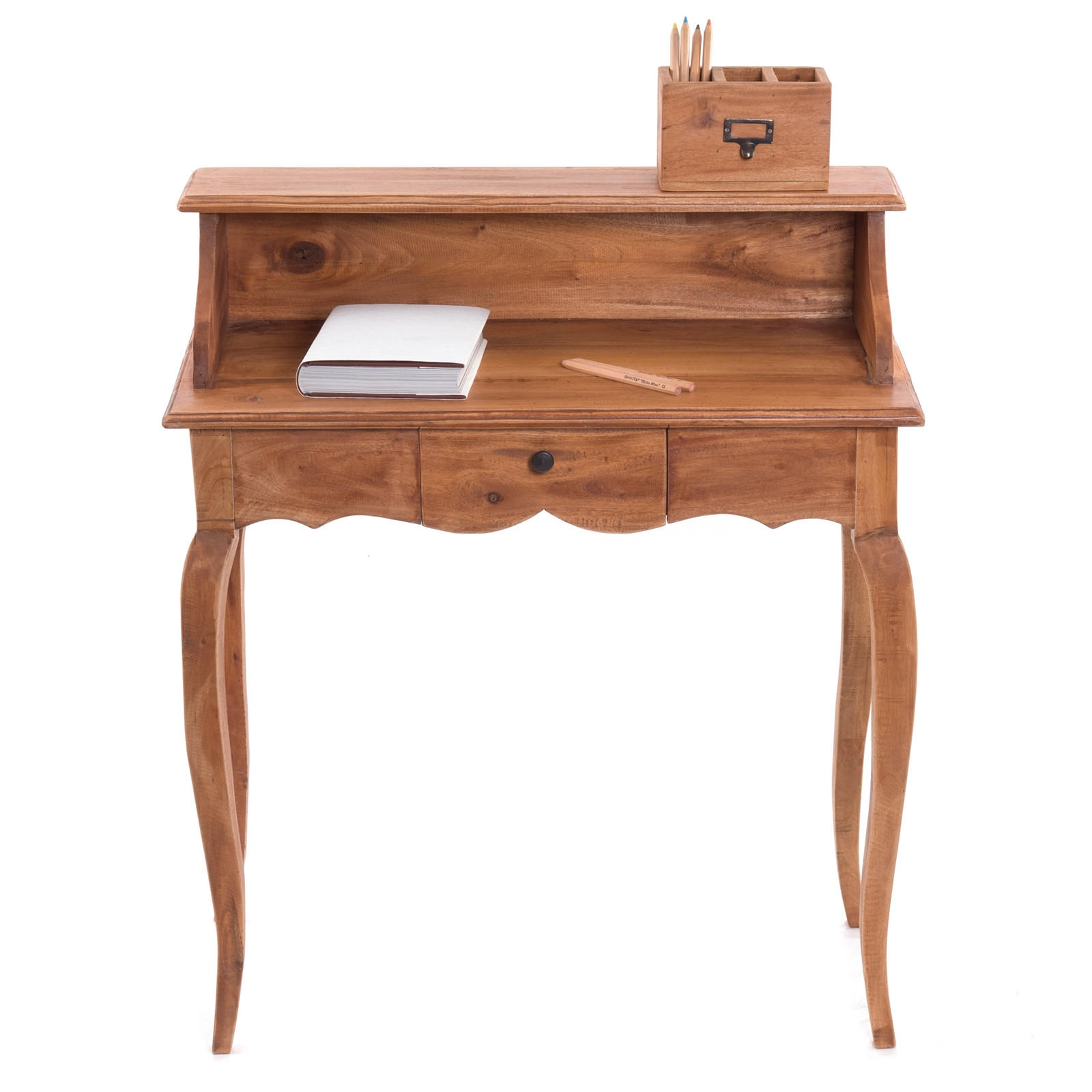 SEKRETÄR Napoleon Mahagoni Massivholz, mit Schublade 08 honigfarben gewachst - Honig, Holz (40/80/92cm) - DESIGN DELIGHTS