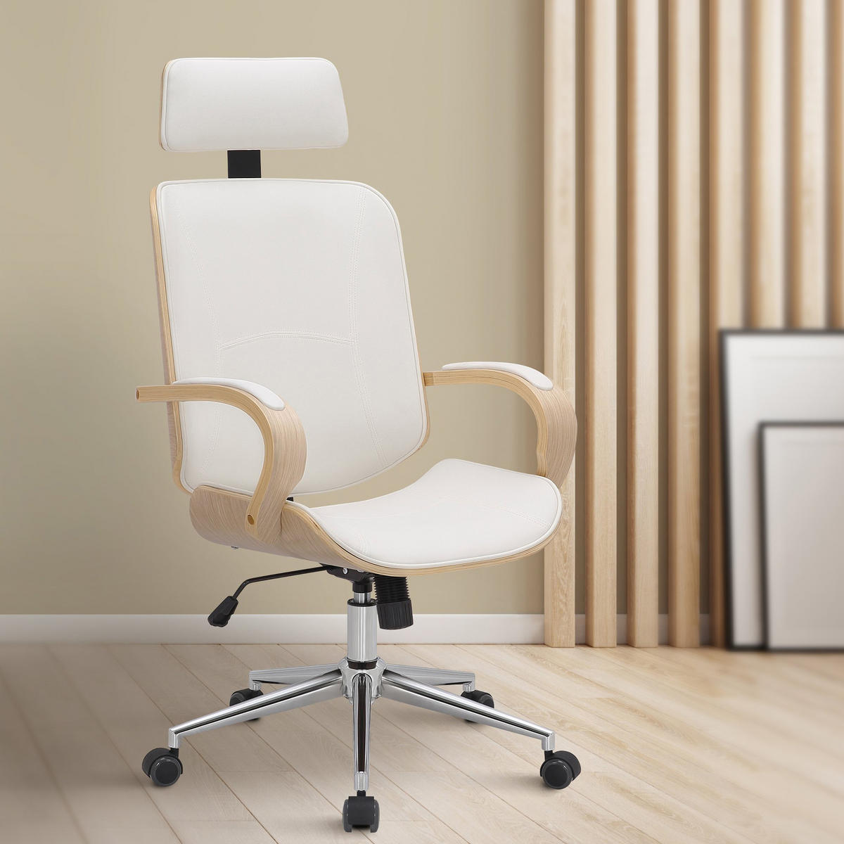 BÜROSTUHL Daytona natura/weiß - Chromfarben/Weiß, Metall (70/125/70cm) - TPFLiving