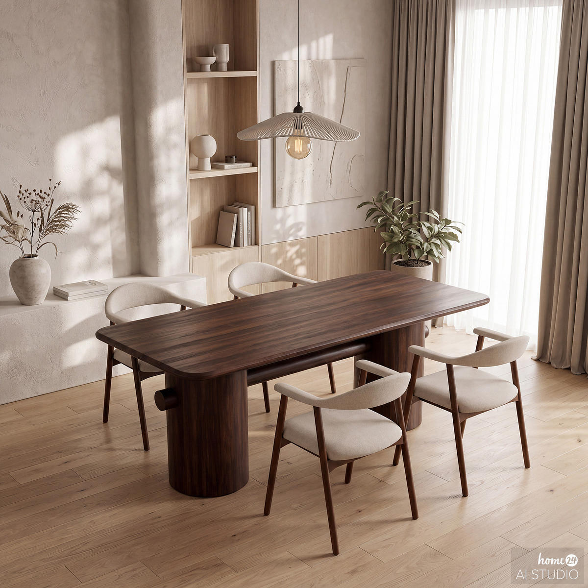 ARMLEHNENSTUHL - 2er-Set - Beige, Eichenholz/Holz (56/76/54cm) - home24