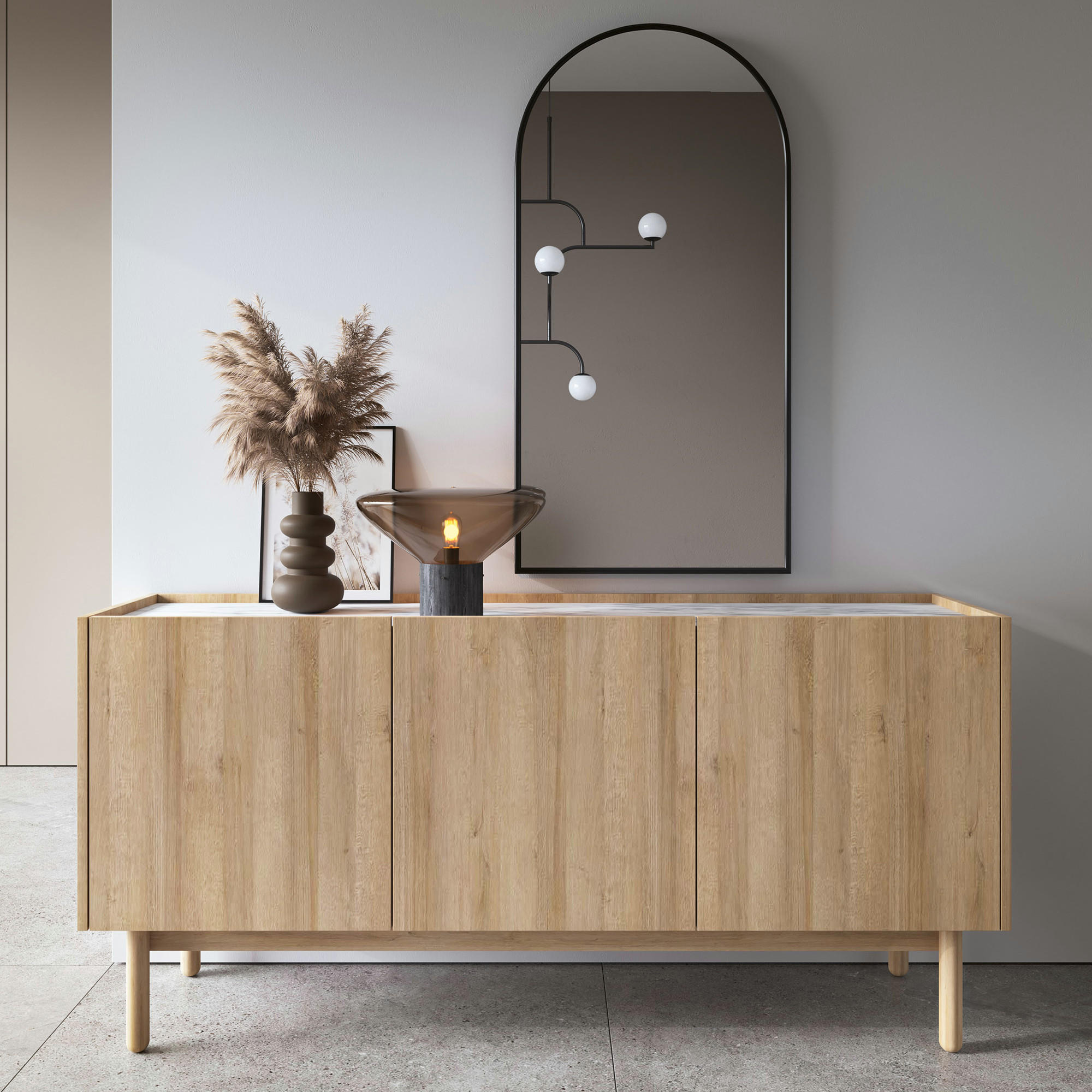 SIDEBOARD REVELSTOKE KOM1-3D Holzbeine Eiche - Eichefarben, Holz/Holzwerkstoff (144/68/37cm) - Komodee