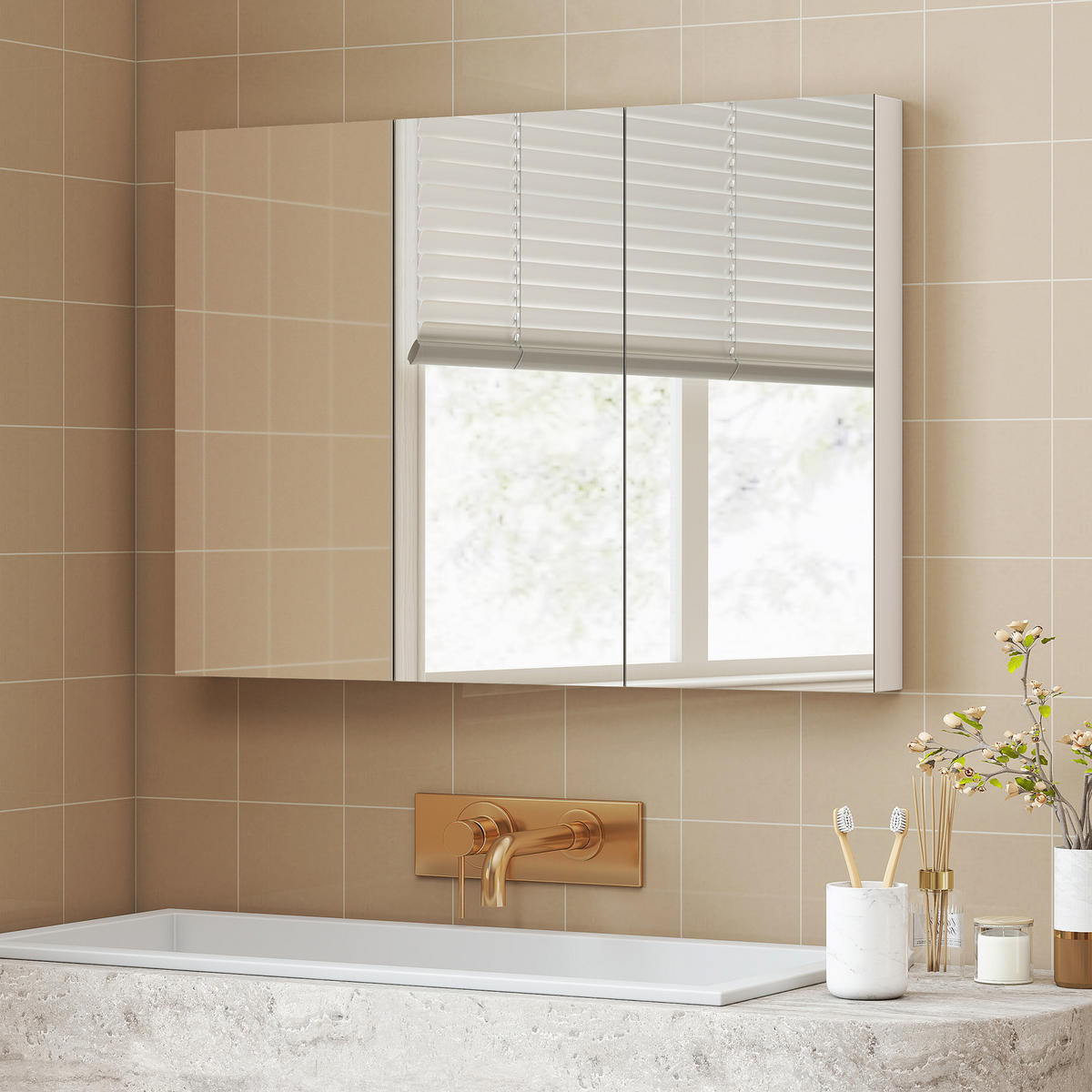 SPIEGELSCHRANK Weiß 91,5/11,5/65 cm - Weiß, Holzwerkstoff (91.5/65/11.5cm) - PANGIVO