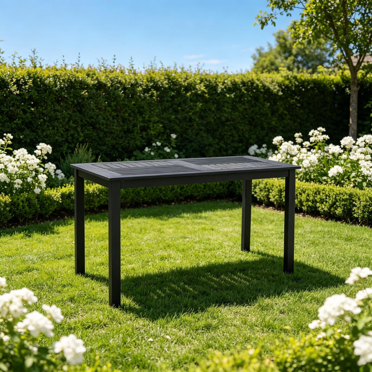 GARDEN ESSTISCH Aluminium Schwarz, Anthrazit - Schwarz, Metall (80/120/73cm) - Authentics