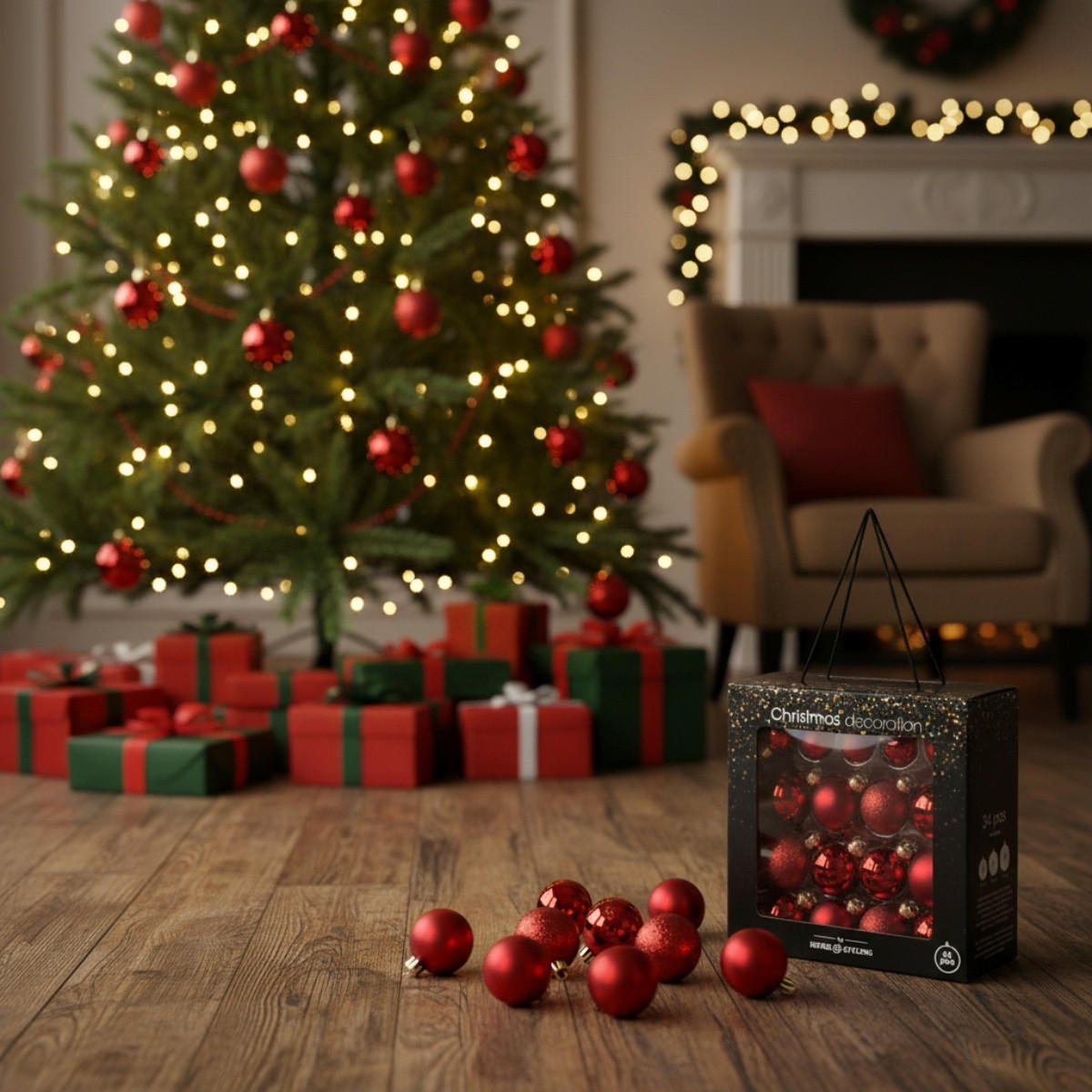 GLASKUGELN Rot 34er-Set - Rot, Glas (13/26.5/26.5cm) - Home Styling Collection