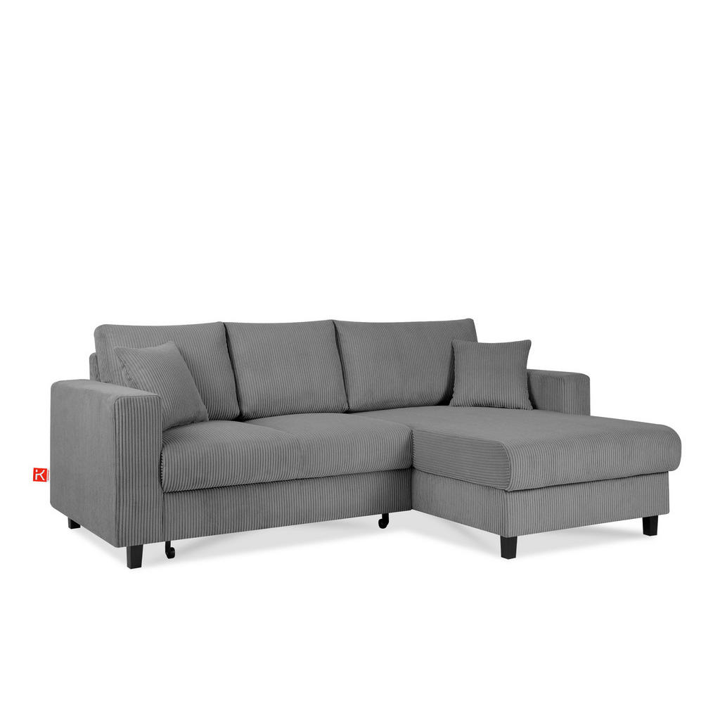 Thumbnail - Konsimo® Eckschlafsofa, Dunkelgrau, Textil, L-Form,L-Form, 234x90 cm, Hergestellt in Europa, Wohnzimmer, Sofas & Couches...