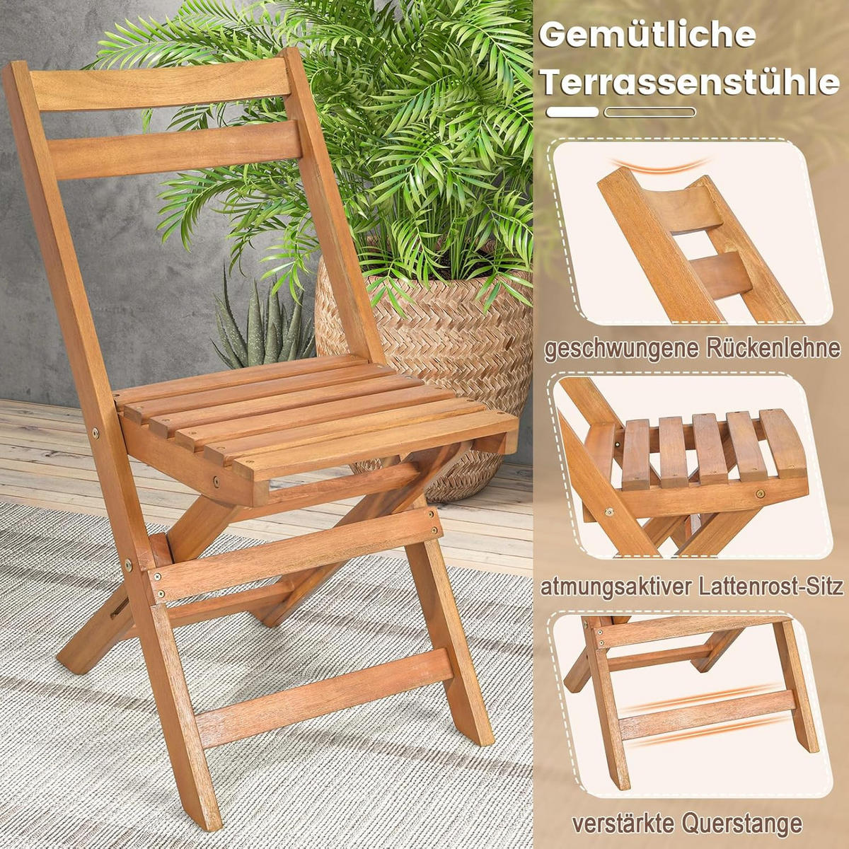 BARPALL SET Naturlig (3 delar) - Naturfärgad, Trä - COSTWAY
