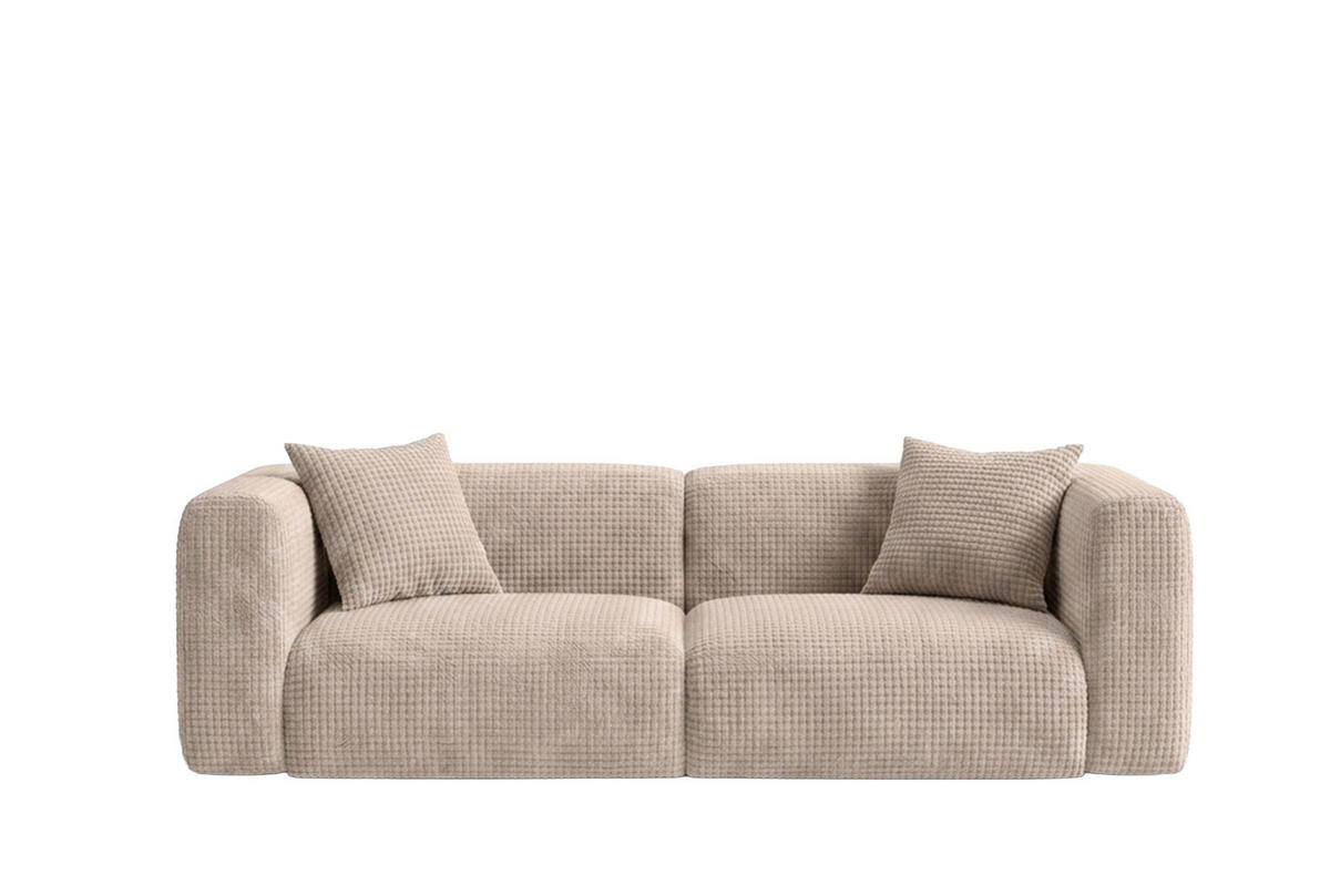 SOFA 2-Sitzer, Chenille-Stoff Cremona, Beige, GRETA - Beige, Holz (228/70/89cm) - Kaiser Möbel