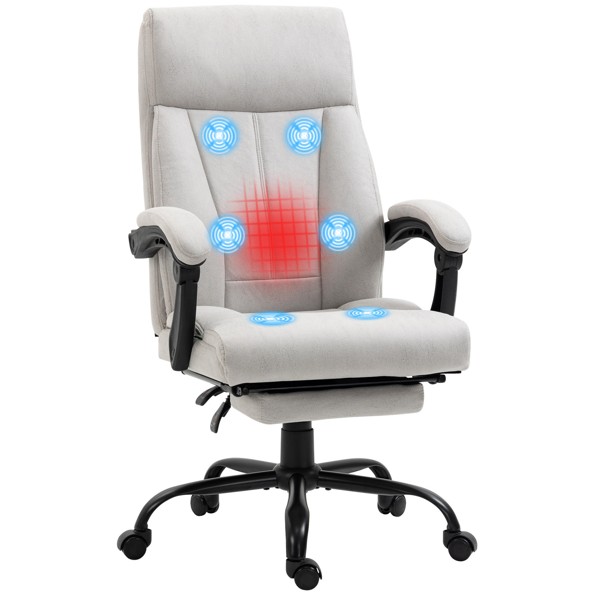 MASSAGE-BÜROSTUHL, PC Stuhl, Hellgrau - Hellgrau, Kunststoff (74/119/65cm) - Vinsetto