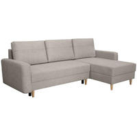 ECKSCHLAFSOFA Vega mit Universelle Ottomane Cappuccino - Cappuccino, Textil (225/150cm) - Beautysofa