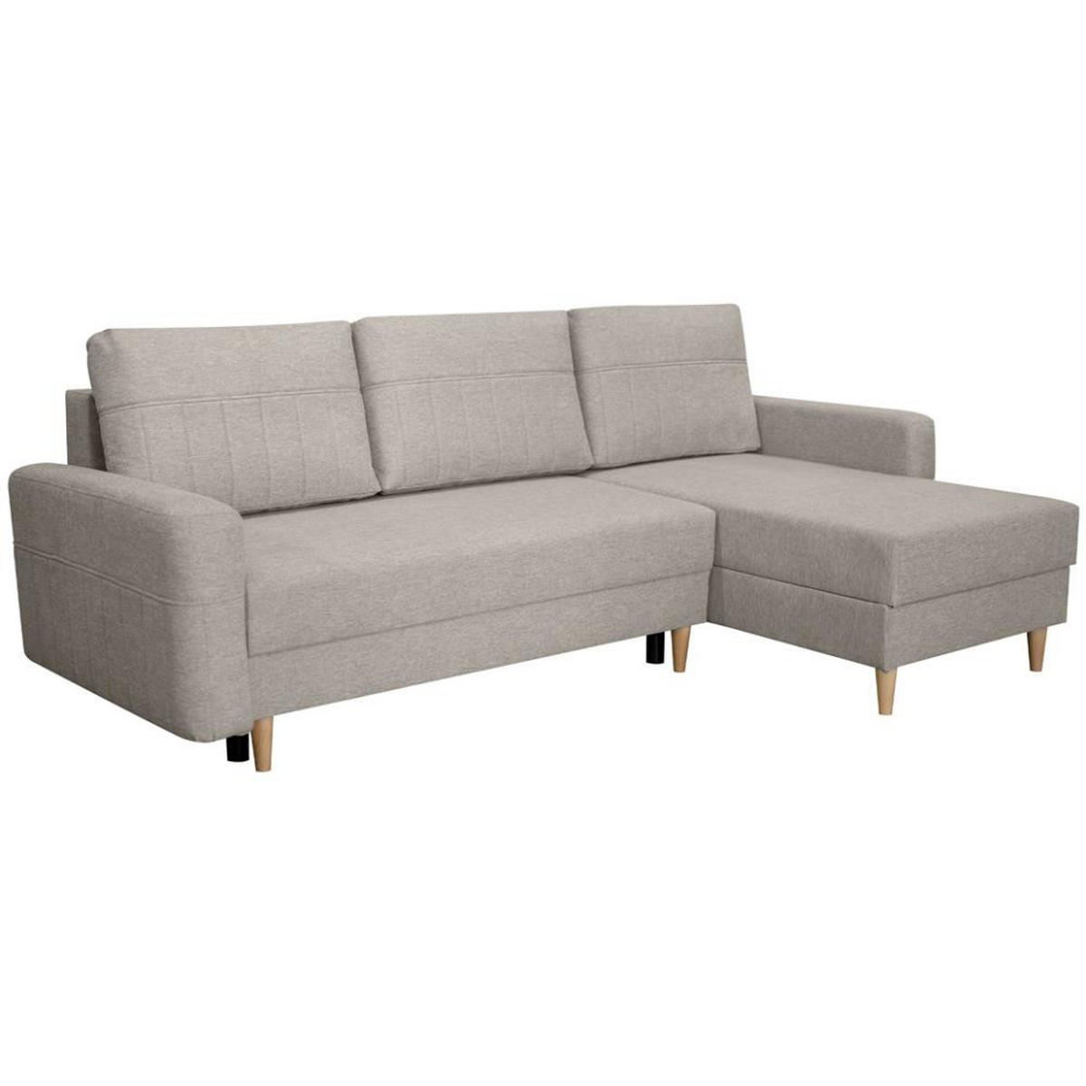 ECKSCHLAFSOFA Vega mit Universelle Ottomane Cappuccino - Cappuccino, Textil (225/150cm) - Beautysofa