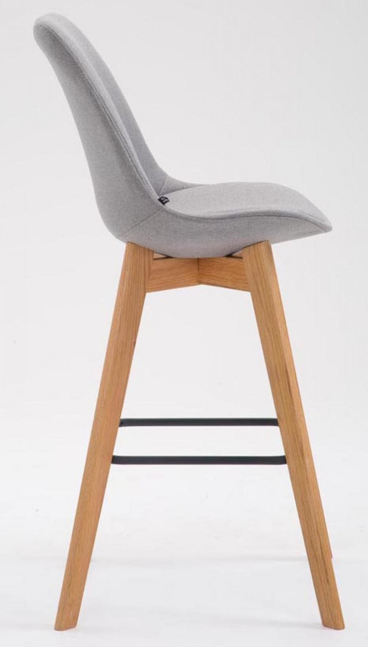 BARHOCKER 2er Set Stoff grau - Eukalyptusholzfarben/Grau, Holz/Textil (48/112/56cm) - CLP