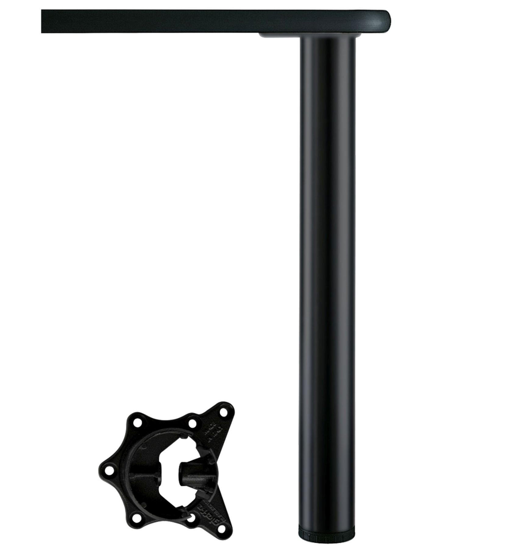 TISCHBEIN Alto 87cm + 2,5cm Schwarz matt Rund höhenverstellbar max. 150 kg - Schwarz, Metall (6/87/89.5cm) - Livingpoint24