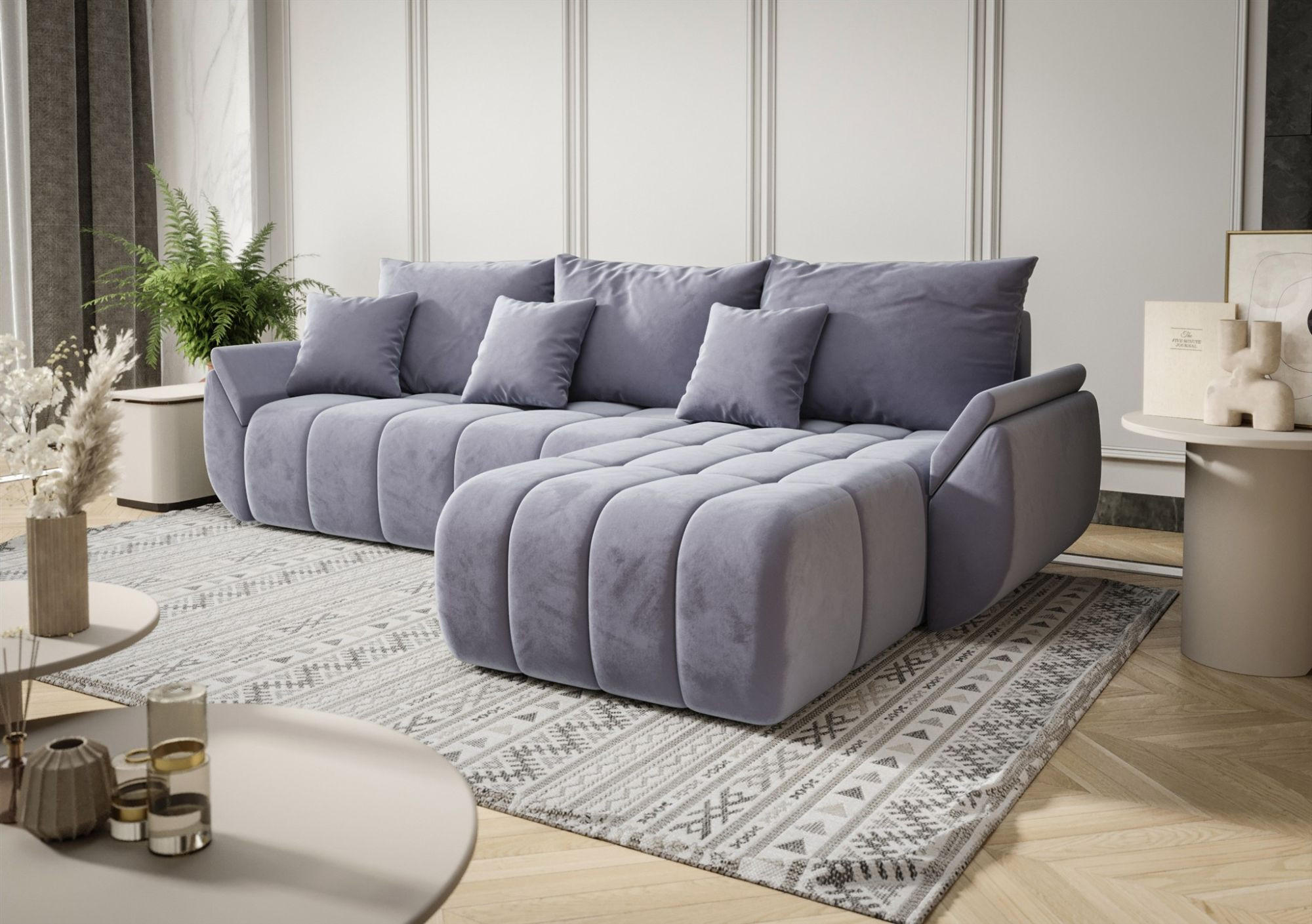 ECKSOFA Osaka - Hellblau, Holzwerkstoff/Textil (280/185cm) - Fun Möbel