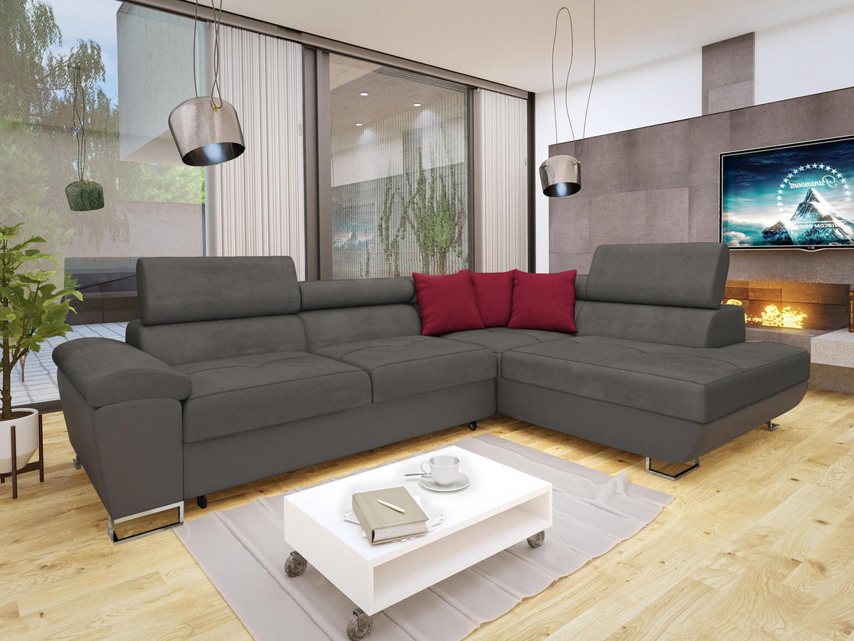 ECKSOFA Cotere, Seite: Rechts - Dunkelgrau, Holz/Textil (270/202cm) - MIRJAN24