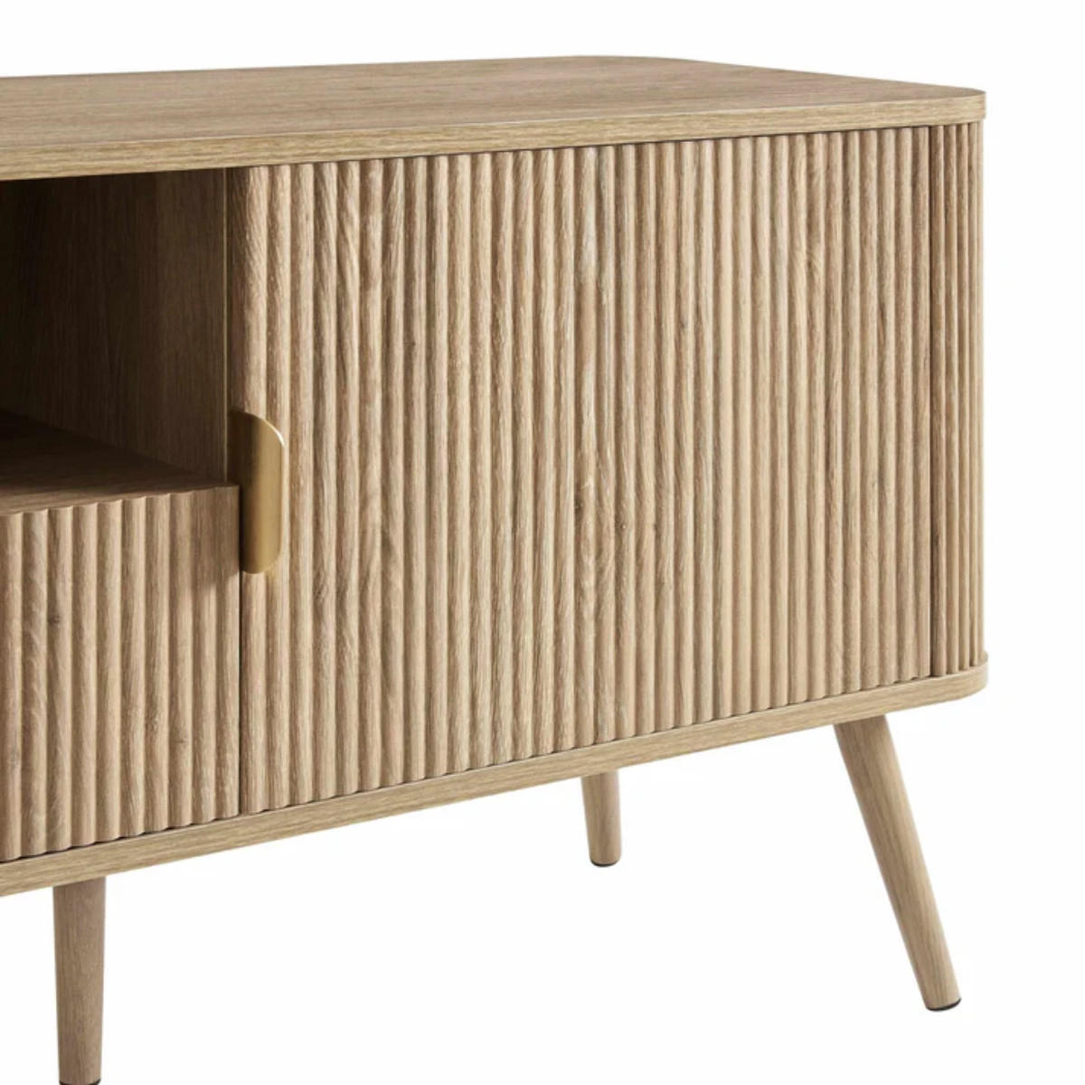 TV-MÖBEL 2 Türen Fronten gerundetem Lamelleneffekt 39/56/140 cm - Eschefarben, Holzwerkstoff (39/56/45cm) - Calicosy