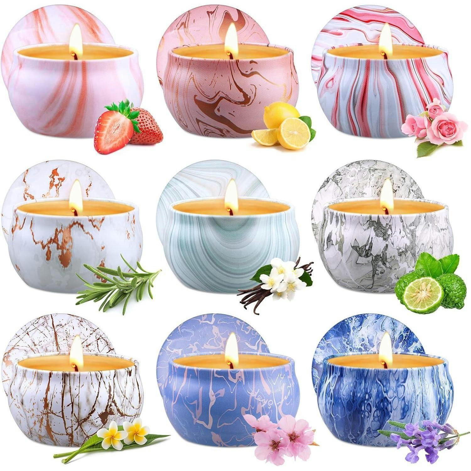 DUFTKERZEN 9-teiliges Set Sojawachs Aromatherapie Reisekerzen - Multicolor, Paraffin (4cm)