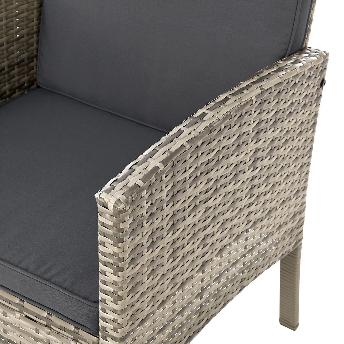 SITZGRUPPE Turin dunkelgrau Polyrattan - Grau, Kunststoff - Juskys