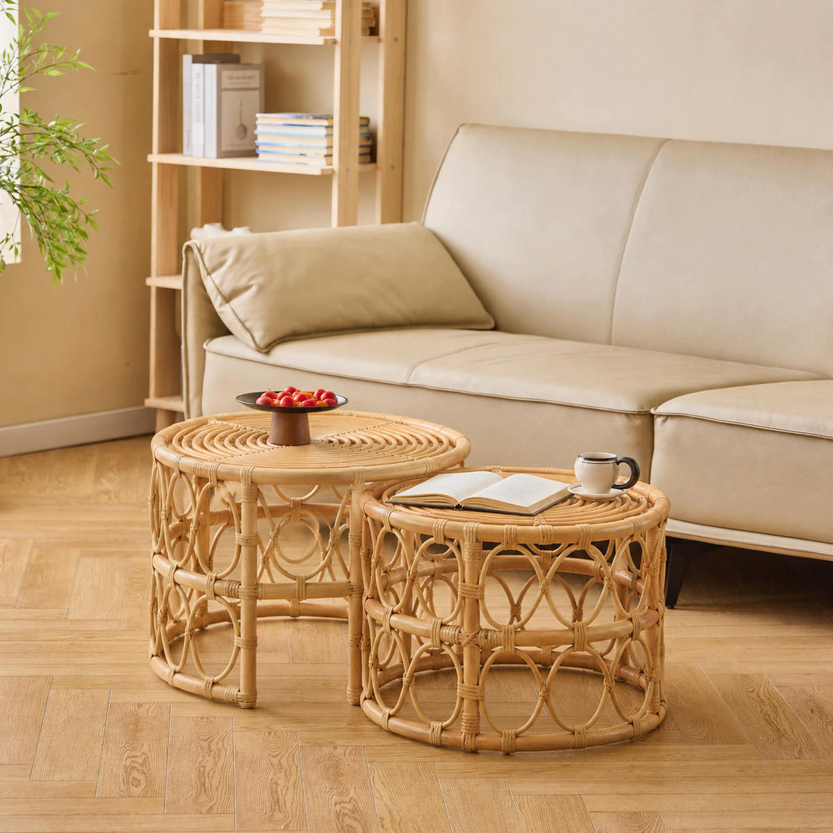 COUCHTISCH 2tlg. Rund Braun 60 x 60 x 41 cm / 45.5 x 45.5 x 36 cm - Braun, Holz (60/60/41cm) - Nordlys
