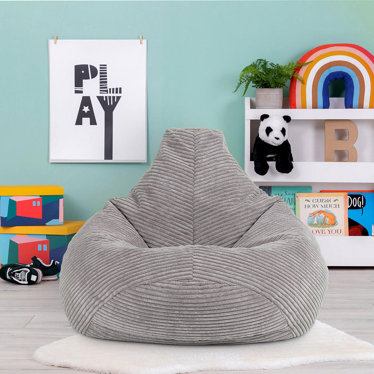 SITZSACK für Kinder Sessel aus Cord 2-tlg. - Grau, Textil (69/59/65cm) - icon