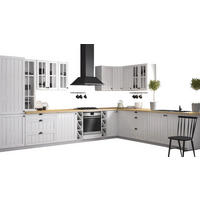 ECKKÜCHE 390 x 290 cm – Provence K5-G390 – in Weiß / Matt - Schwarz/Weiß, Holz/Metall (390/212/58cm) - ROYAL24_MARKT