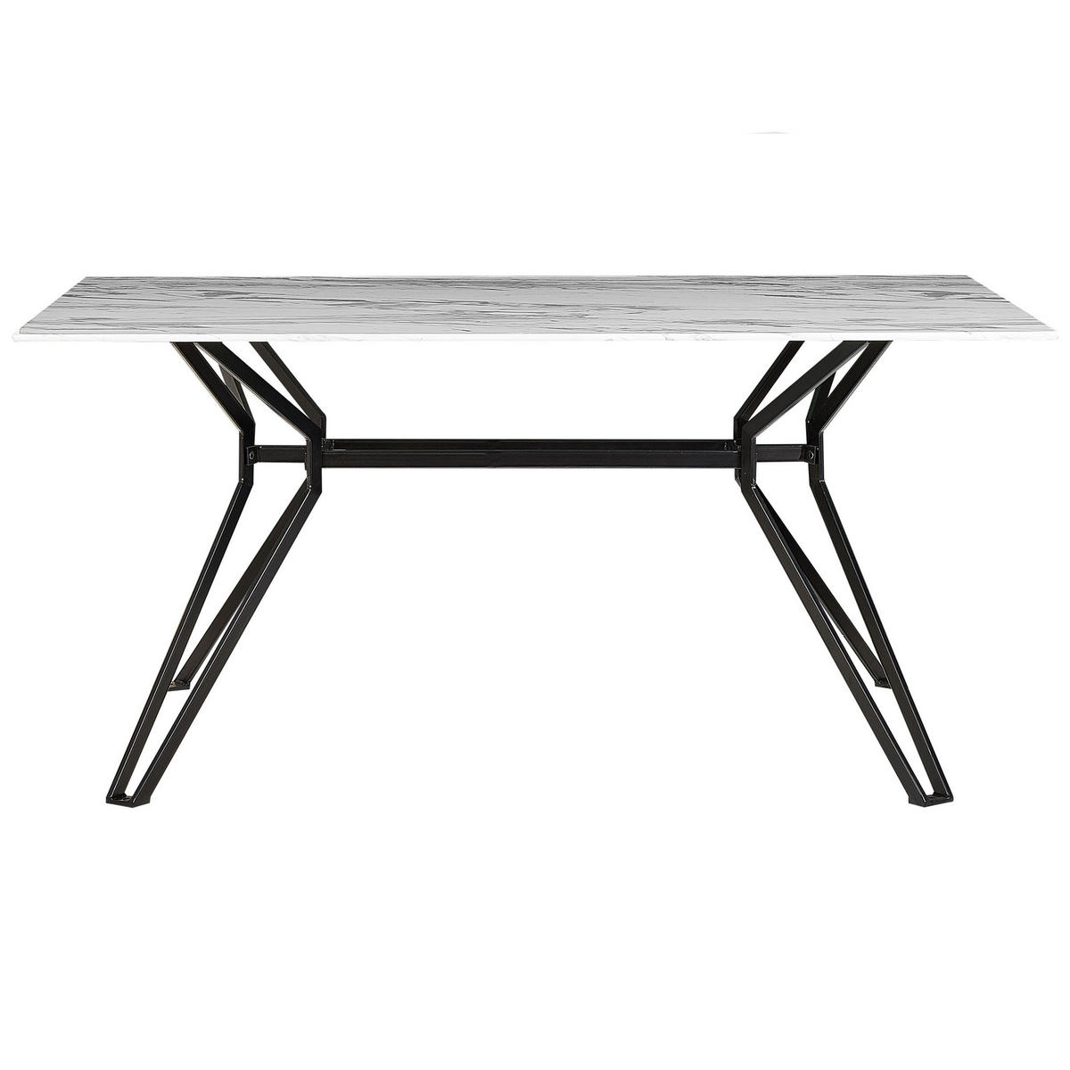 ESSTISCH 160/90/75 cm Weiß schwarz Rechteckig Ballina - Weiß, Glas (160/90/76cm) - Beliani