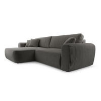 ECKSOFA VIVA Grau Kordstoff mit Schlaffunktion - Grau, Holz (297/169cm) - MASSENO