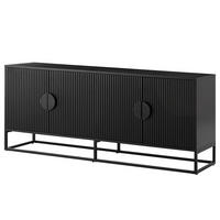 SIDEBOARD - MDF / Metall - Eiche - Eichefarben/Schwarz, Holzwerkstoff/Metall (180/75/40cm) - home24