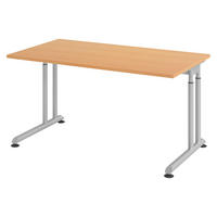 SCHREIBTISCH Serie-Z 80/140/74 cm in Buchefarben/Silberfarben - Buchefarben/Silberfarben, Holzwerkstoff (80/140/74cm) - bümö