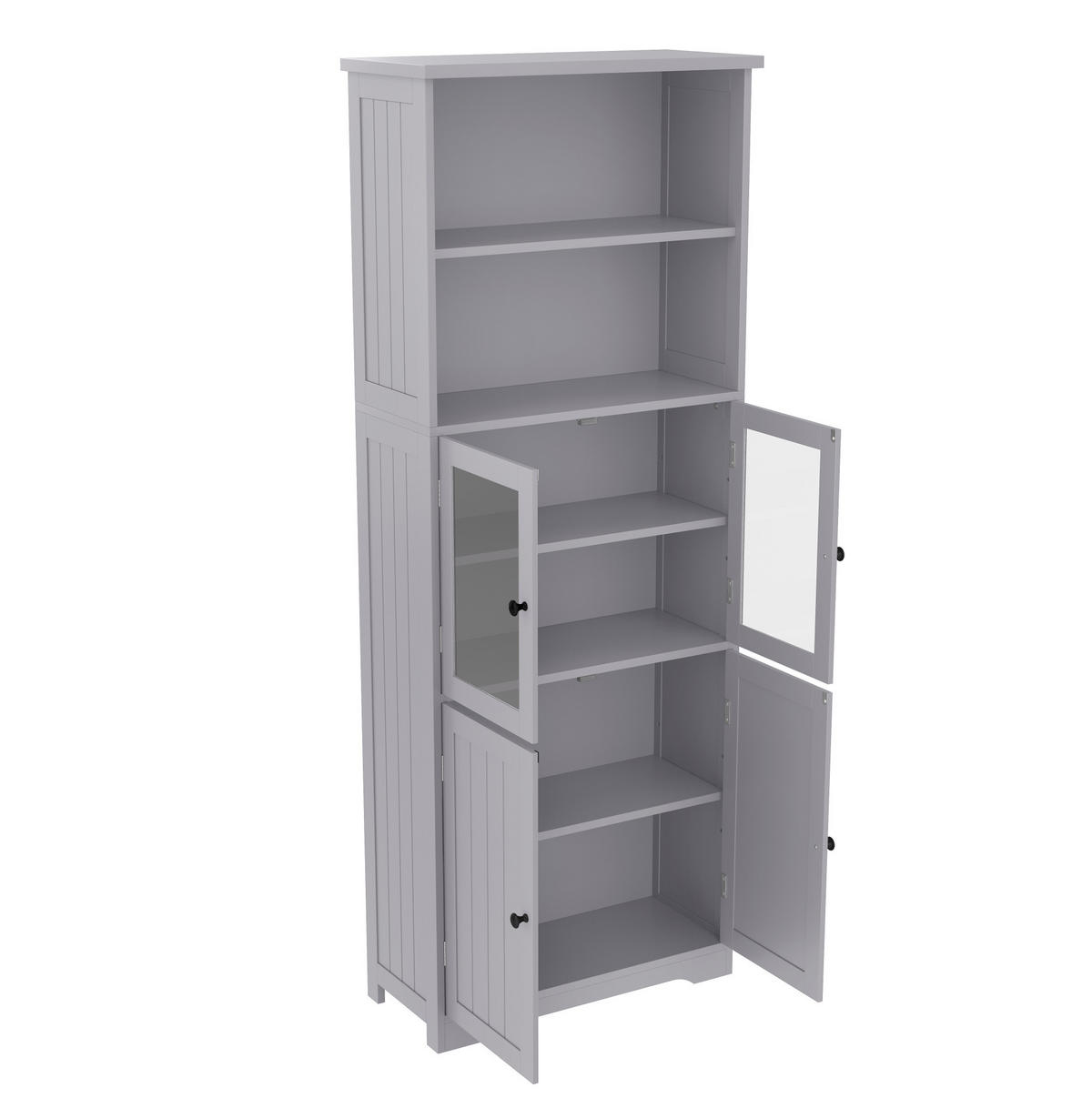 SIDEBOARD, 57,5/28,5/160 cm, MDF šedá, s nastavitelnými policemi - šedá, kompozitní dřevo (57.4/160/28.5cm) - BEAOK