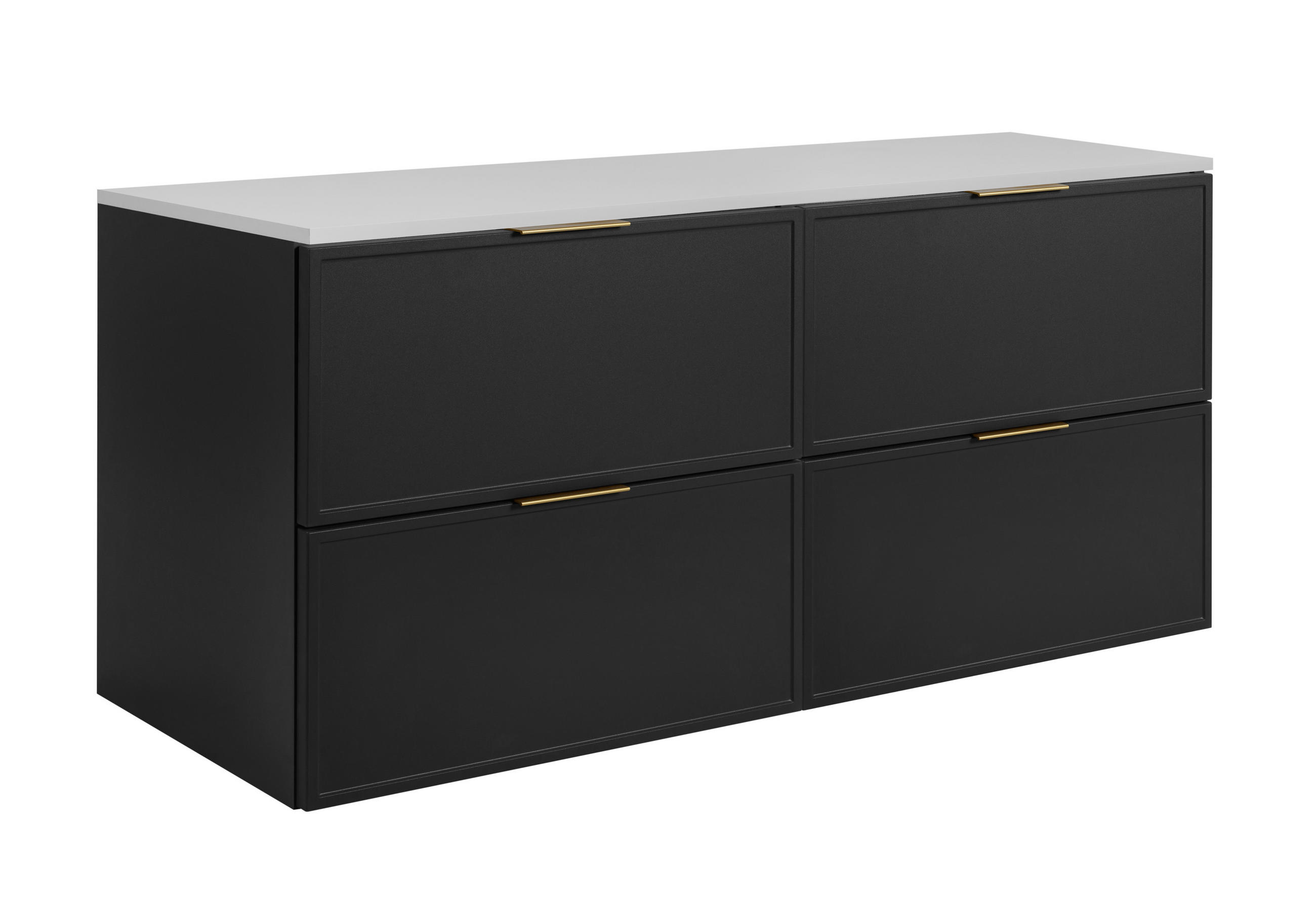 BADEZIMMERSCHRANK, Dunkelgrau / Weiß, Goldene Griffe, 120 (2 x 60) x 46 x 57 cm - Goldfarben/Weiß, Holzwerkstoff/Kunststoff (120/57/46cm) - 3XE LIVING
