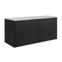 BADEZIMMERSCHRANK, Dunkelgrau / Weiß, Goldene Griffe, 120 (2 x 60) x 46 x 57 cm - Goldfarben/Weiß, Holzwerkstoff/Kunststoff (120/57/46cm) - 3XE LIVING