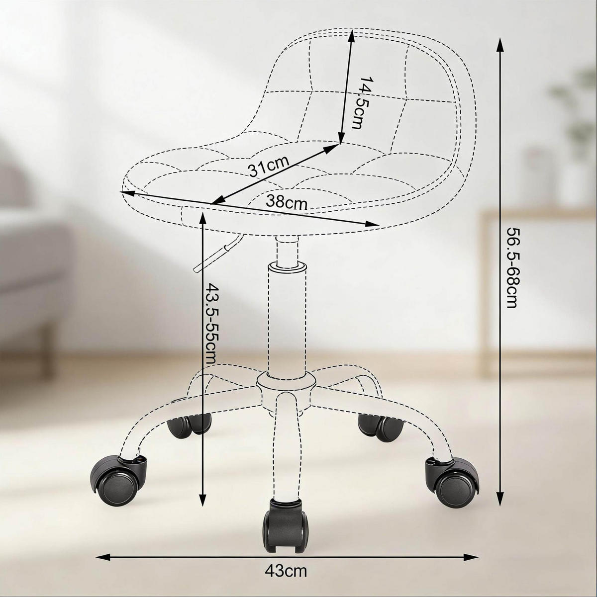 BÜROSTUHL höhenverstellbar Samt Dark Grey - Dunkelgrau, Metall (38/68/31cm) - Meubliv
