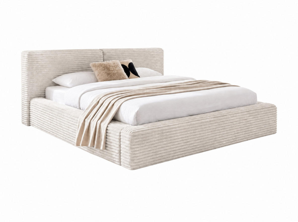 POLSTERBETT Nara Cream 200/200 cm mit Bettkasten - Beige, Textil/Metall (200/200cm) - wonello