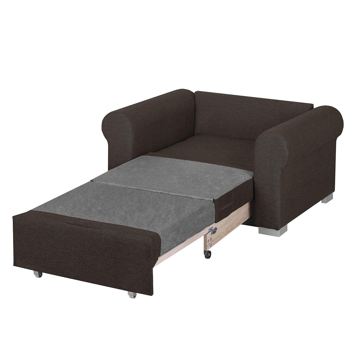 SCHLAFSOFA mit Husse - Silberfarben/Braun, Textil (125/90/90cm) - home24